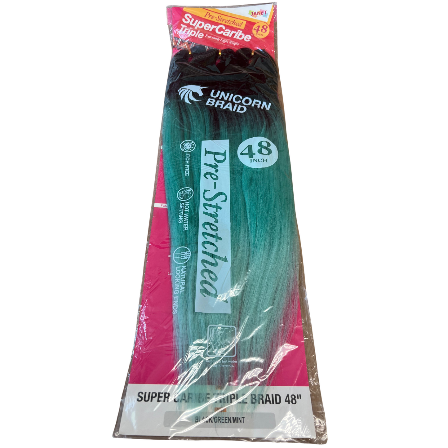 Janet Collection Unicorn Braid Hair Pre-Stretched Super Caribe Triple Braid 48"