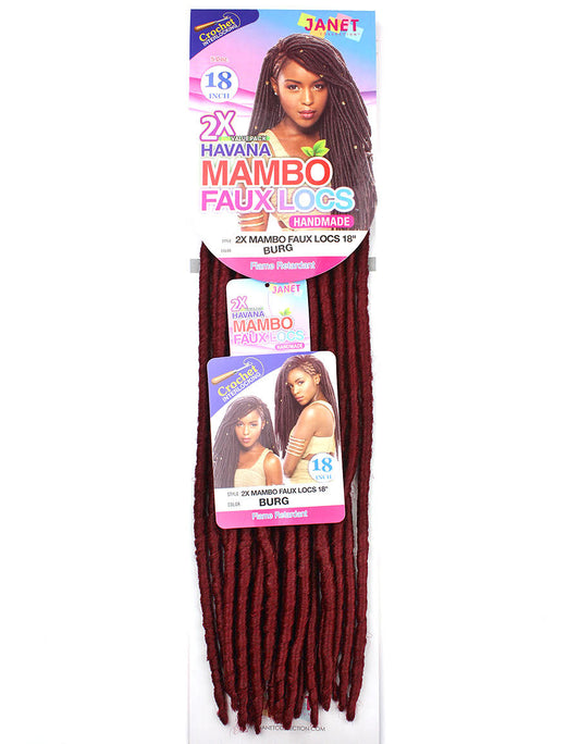Mambo Faux Locs 18” Burg Crochet Hair