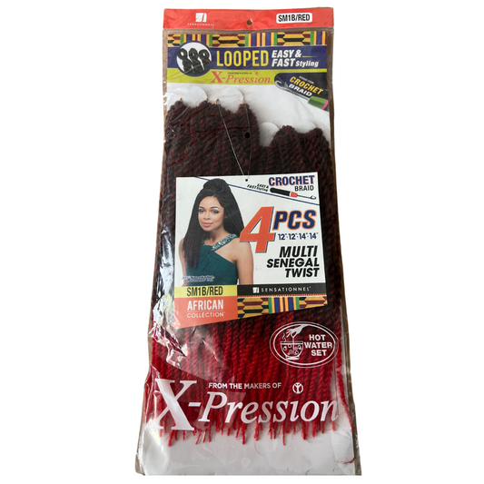 X-Pression Crochet Hair Multi Senegal Twist SM1B/RED