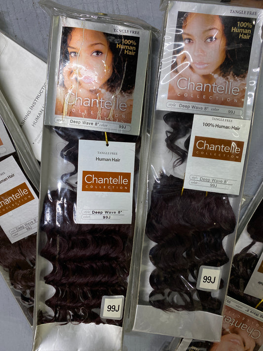 Chantelle Deep Wave 8" Color 99J 100% Human Hair